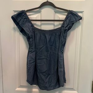 Express off the shoulder chambray top